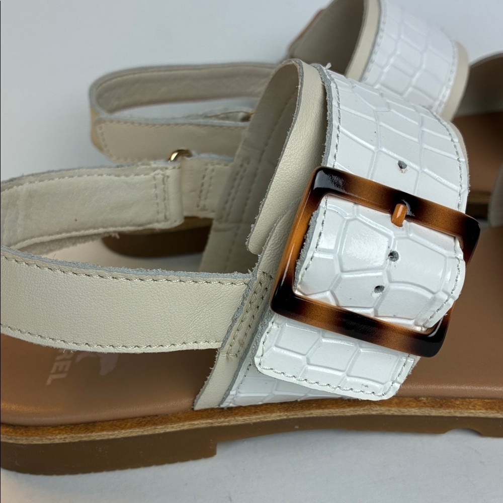 SOREL Ella III Slingback Women's Size 8.5 Chalk Gum 2 Leather Flat Sandal Slides - Picture 6 of 16
